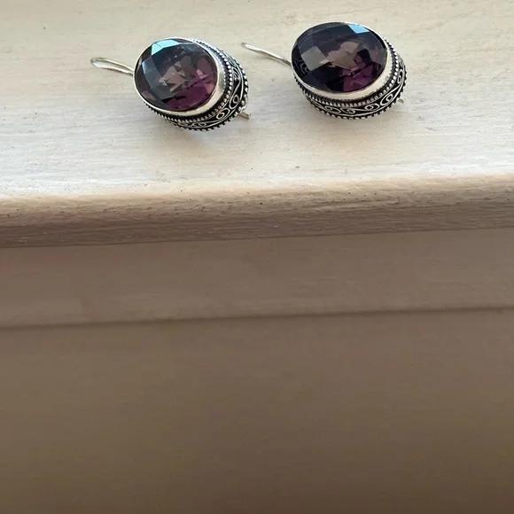 Amethyst sterling silver earrings - Picture 4 of 5